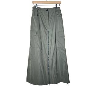 SHEIN olive green zippered front cargo maxi skirt size large L B160